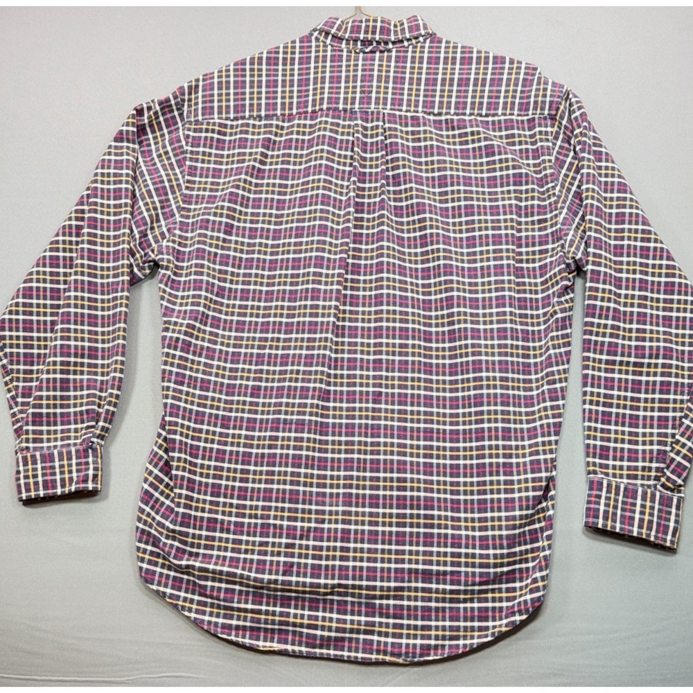 Tommy Hilfiger Mens Large Plaid Crest Logo Long Sleeve Button Down Shirt Cotton - Picture 5 of 5
